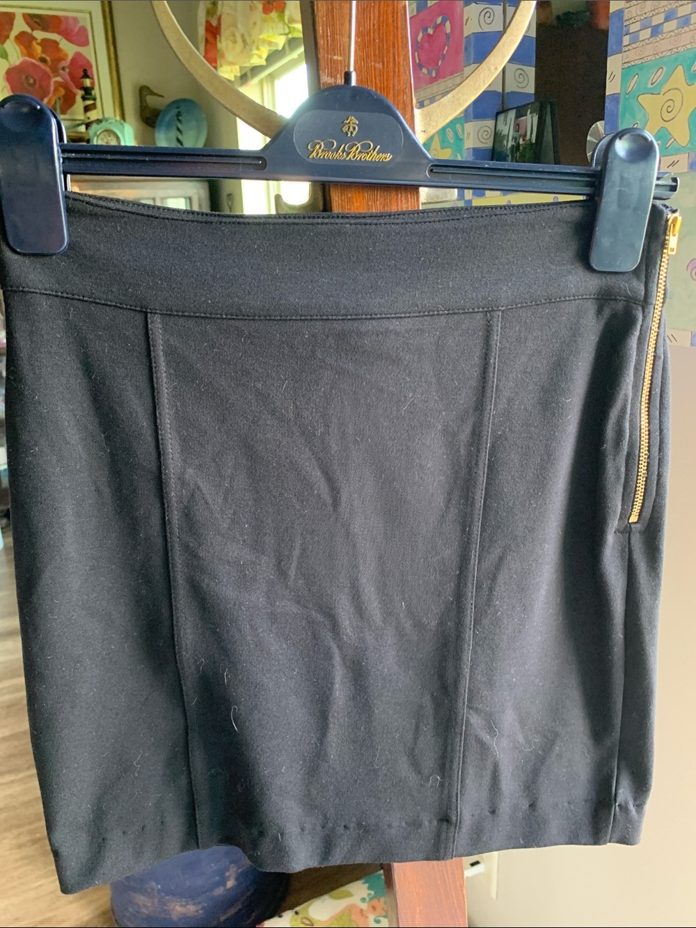 Vintage French Connection Black Stretch mini skirt Side Zip Size 6
